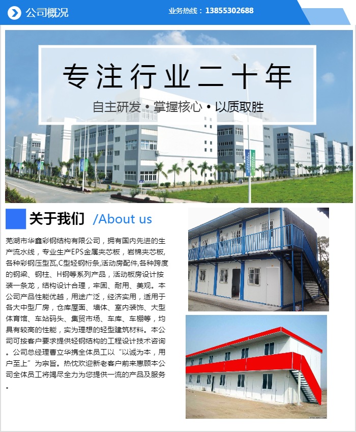 
[芜湖华鑫彩钢]简易彩钢板活动房环保：彩钢板,环保

(图1)