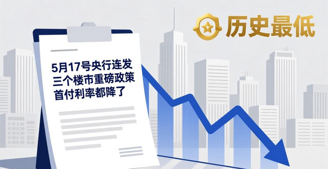 5月17号央行连发三个楼市重磅政策，首付利率都降了(图1)