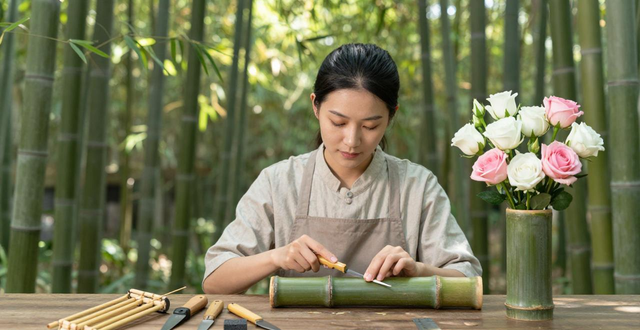 竹子能做实用又美丽物件,这期分享竹子插花容器制作方法(图1)