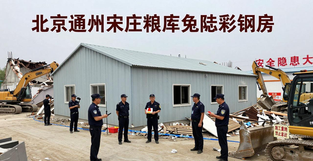 北京通州宋庄粮库2030平违法彩钢房被拆除，安全隐患大(图1)