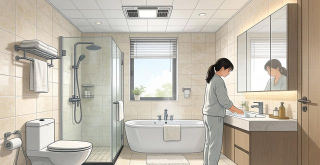 朋友家卫生间装得太高级了！浅色砖+嵌入式浴霸，4.5㎡显大又舒服(图1)