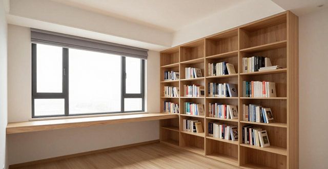 5米7小横厅装修：不要茶几电视墙，改放书桌书架真实用(图1)