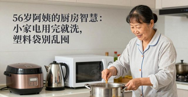 56岁阿姨的厨房智慧：小家电用完就洗，塑料袋别乱囤(图1)