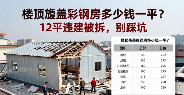 楼顶加盖彩钢房多少钱一平?12平违建被拆,别踩坑(图1)