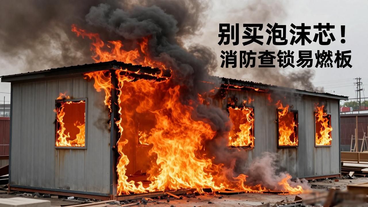 58同城网工地二手彩钢房 别买泡沫芯!消防查封易燃板(图1)