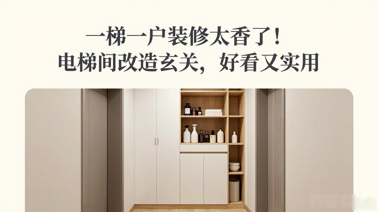一梯一户装修太香了！电梯间改造玄关，好看又实用(图1)