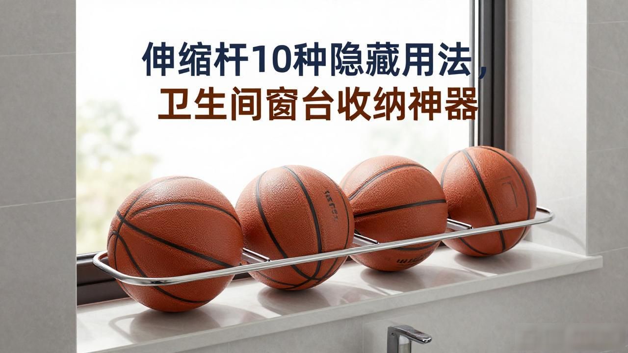伸缩杆10种隐藏用法，卫生间窗台收纳神器(图1)