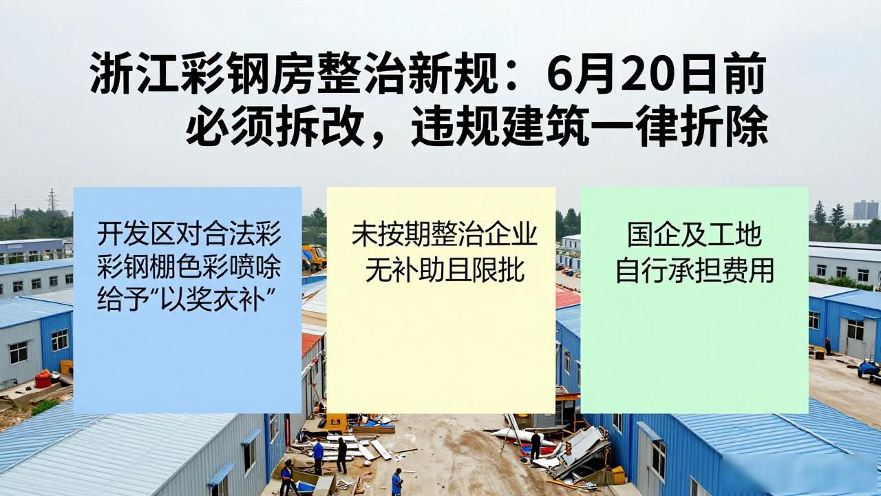 浙江彩钢房整治新规:6月20日前必须拆改,违规建筑一律拆除(图1)