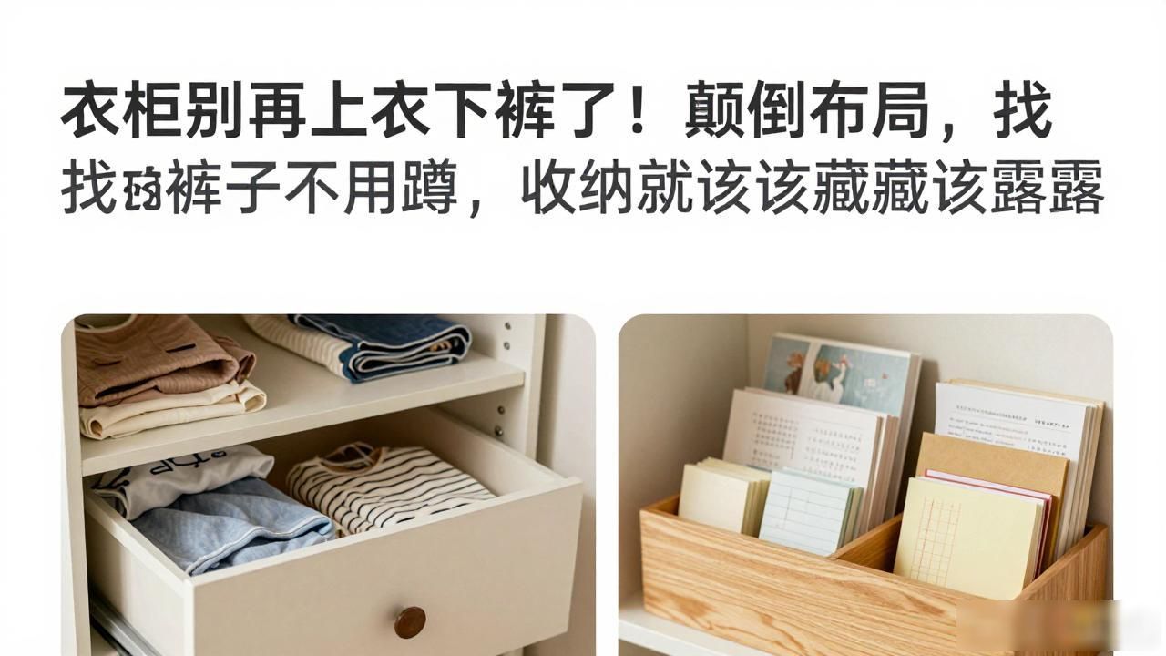 衣柜别再上衣下裤了!颠倒布局,找裤子不用蹲,收纳就该该藏藏该露露(图1)