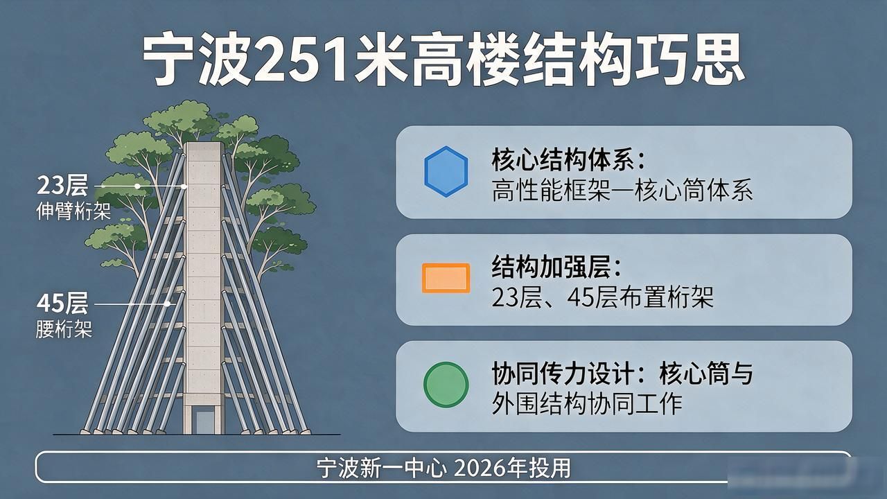 宁波新地标：251米高楼为何用倾斜承重柱？揭秘建筑背后的设计巧思(图1)