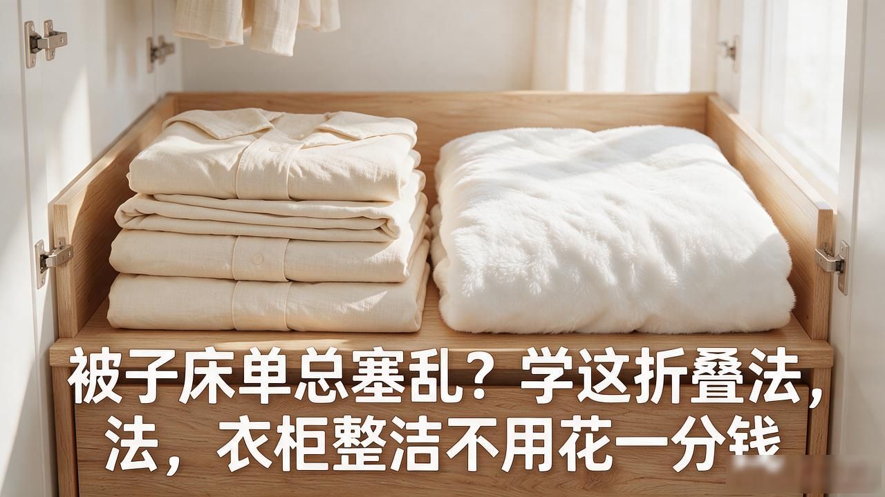 被子床单总塞乱?学这折叠法,衣柜整洁不用花一分钱(图1)