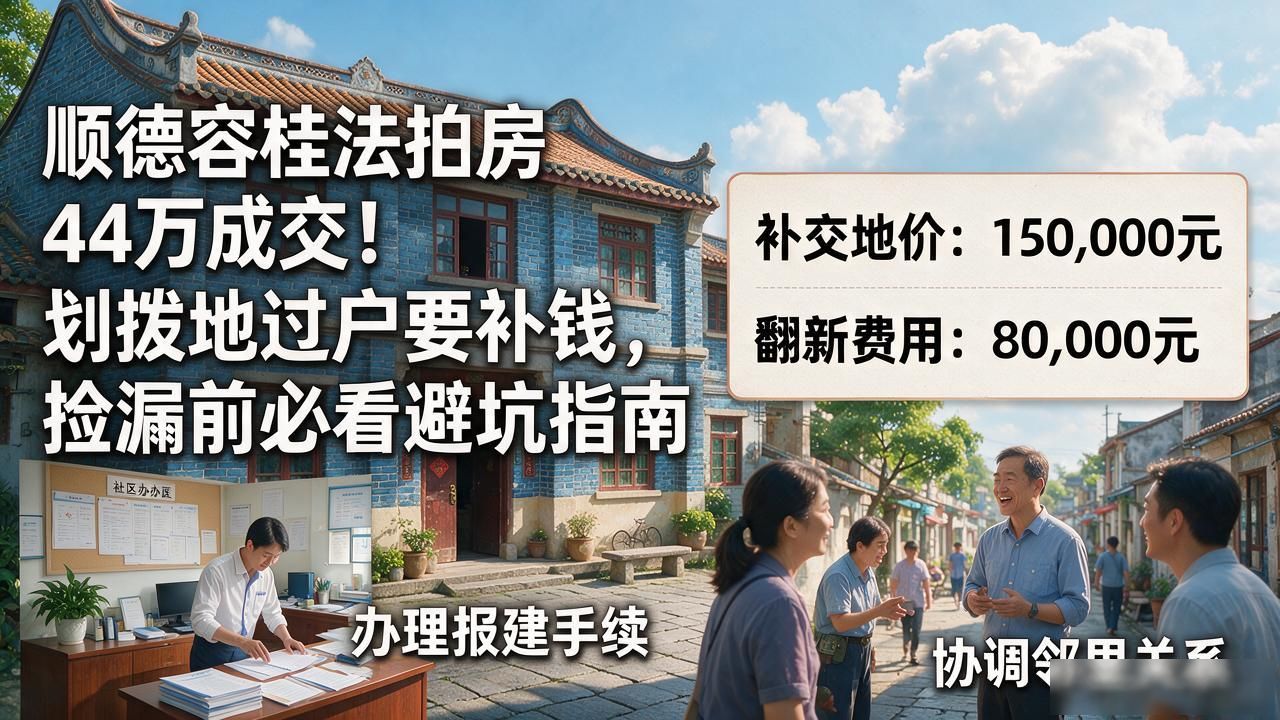 顺德容桂法拍房44万成交!划拨地过户要补钱,捡漏前必看避坑指南(图1)