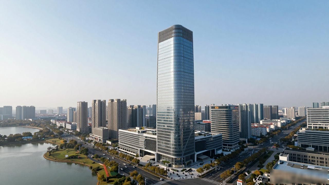 桐乡振石广场190米超高层结顶,收腰曲线造型亮相凤凰湖科技城(图1)